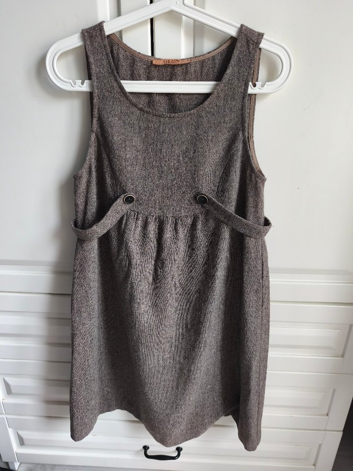 Kahverengi Yünlü Askılı  Elbise - Görsel 2