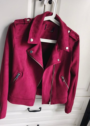 Bordo Süet Kadın Deri Ceket - Görsel 3