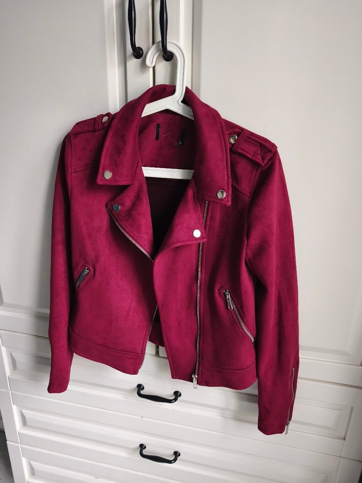 Bordo Süet Kadın Deri Ceket - Görsel 2