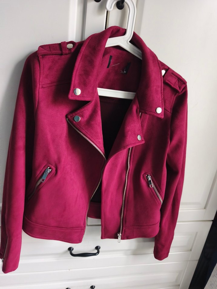 Bordo Süet Kadın Deri Ceket - Görsel 3