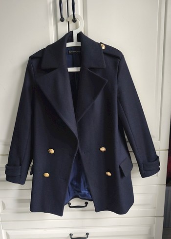 Lacivert Midi Düğmeli Kadın Kaban - Görsel 2