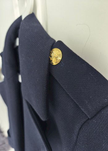 Lacivert Midi Düğmeli Kadın Kaban - Görsel 3