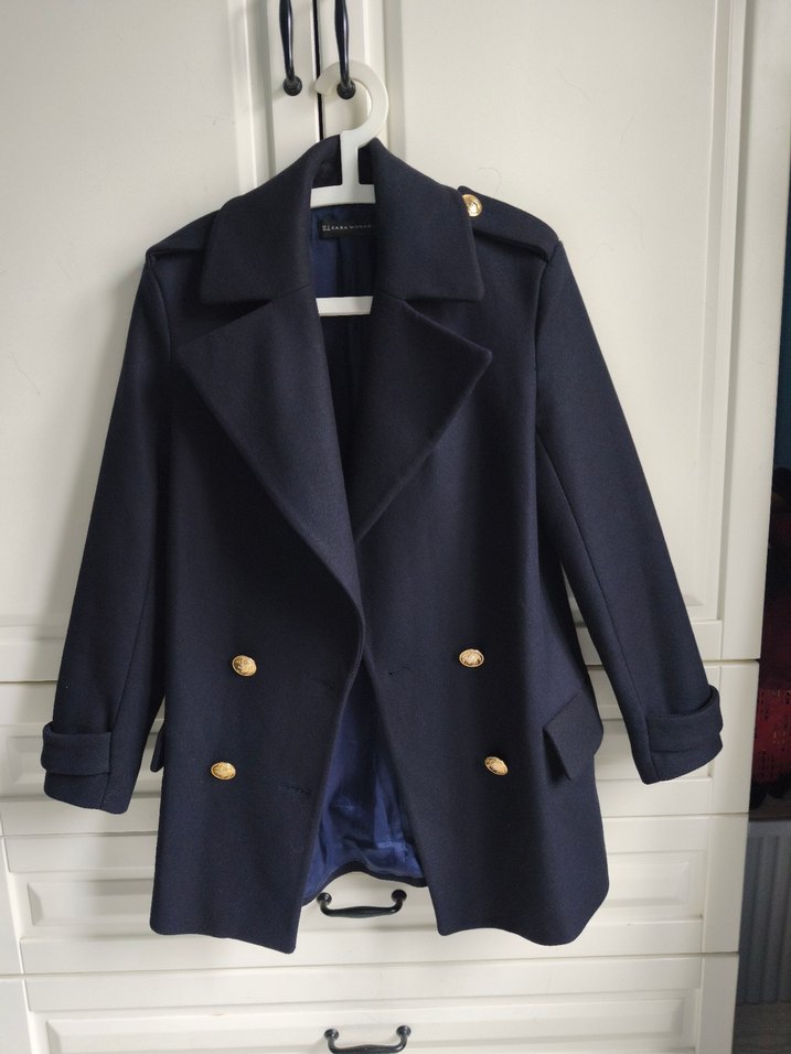 Lacivert Midi Düğmeli Kadın Kaban - Görsel 2