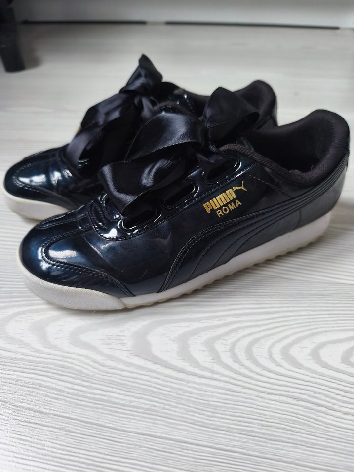 Siyah Parlak Puma Roma Kadın Spor Ayakkabı - Görsel 2