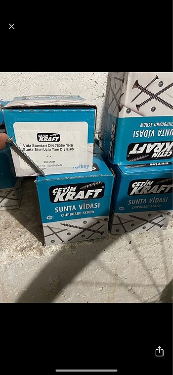 5x60 tam dis sunta vidasi kutuda 200 adet vida var istenilen say