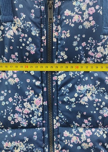 LCW Çiçek Desenli Kapüşonlu Mavi Kadın Yelek - Görsel 5