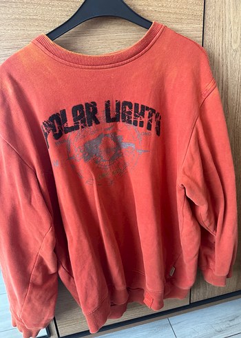 Kiremit Renk Baskılı Vintage Sweatshirt