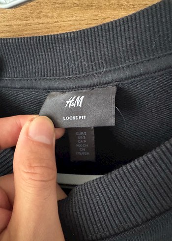 s Beden siyah Renk H&M Basic Siyah Oversize Loose fit Sweatshirt