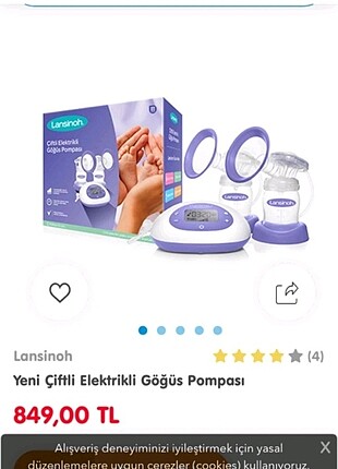 Lansinoh 2 li elektrikli göğüs pompası