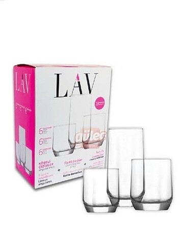 Lav 2 Dia set 18 parça su meşrubat bardak seti