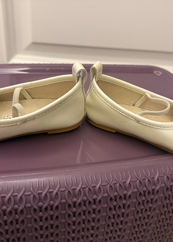 Kız Çocuk Beyaz Fiyonk Detaylı Bale Ayakkabısı babet - Görsel 3