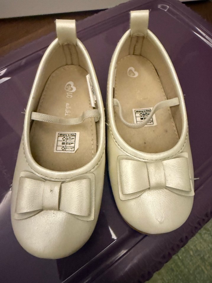 Kız Çocuk Beyaz Fiyonk Detaylı Bale Ayakkabısı babet - Görsel 2