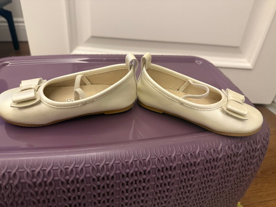 Kız Çocuk Beyaz Fiyonk Detaylı Bale Ayakkabısı babet - Görsel 3