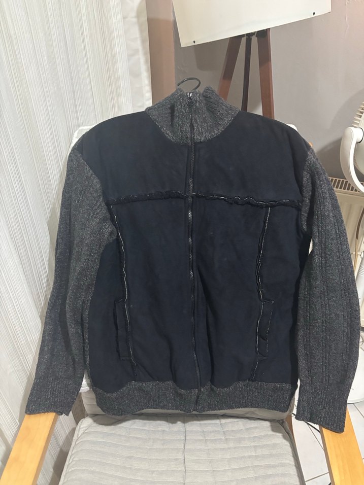 Gri Süet Yaka Fermuarlı Erkek Ceket - Görsel 2