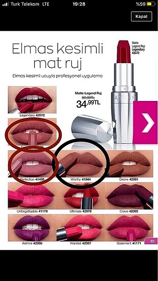 Avon 2 adet mat ruj
