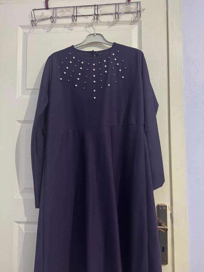 Mor Uzun Kollu Salaş Elbise - Görsel 2