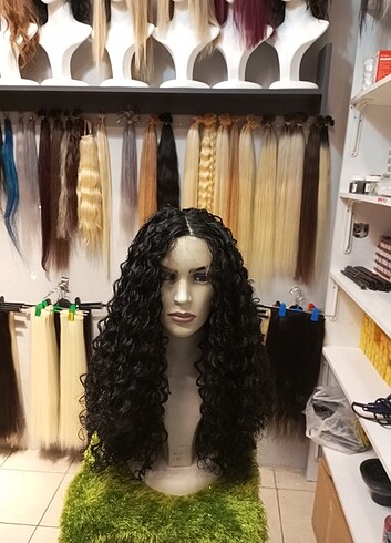 siyah fiber senttk tül afro peruk