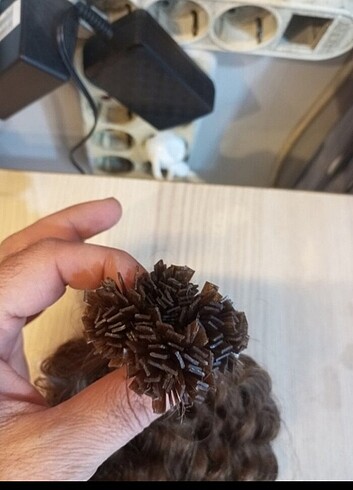 Beden Doğal kahve afro 70 cm 200 adet mikro kaynak saç