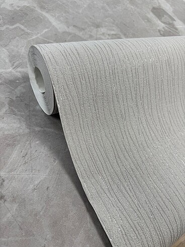 2 rulo ithal gri simli duvar kağıdı / 5 m² / Tutkal hediyeli
