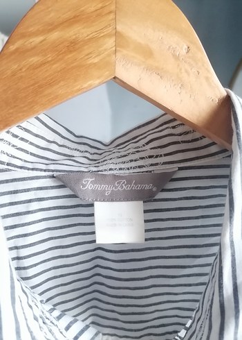 Tommy Bahama Gri Çizgili Uzun Kollu Kadın Gömlek