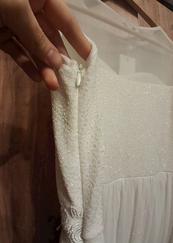 kuyruklu beyaz elbise - Görsel 7