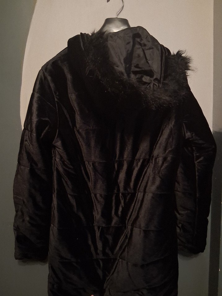 Kürk Detaylı Siyah Kadın Kışlık Mont - Görsel 4