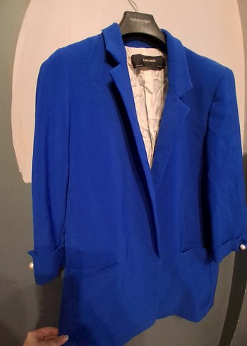 İnci Düğmeli Lacivert Kadın Blazer Ceket - Görsel 2