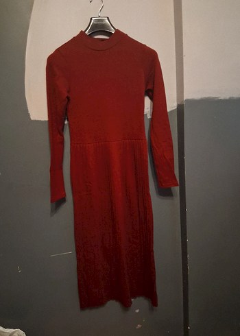 Bordo Kadın Uzun Triko Elbise - Görsel 4