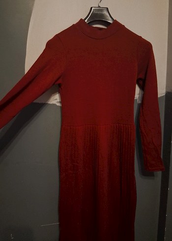 Bordo Kadın Uzun Triko Elbise - Görsel 5