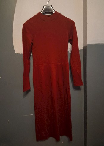 Bordo Kadın Uzun Triko Elbise - Görsel 3