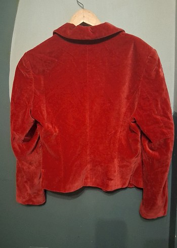 Nakışlı Kırmızı Kadın Süet Ceket - Görsel 5