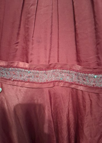 Kırmızı Vintage Nakışlı Uzun Elbise - Görsel 4