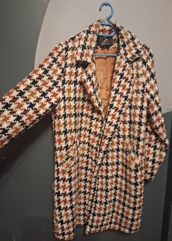 Düğmeli Kahverengi Desenli Kadın Kaban - Görsel 2