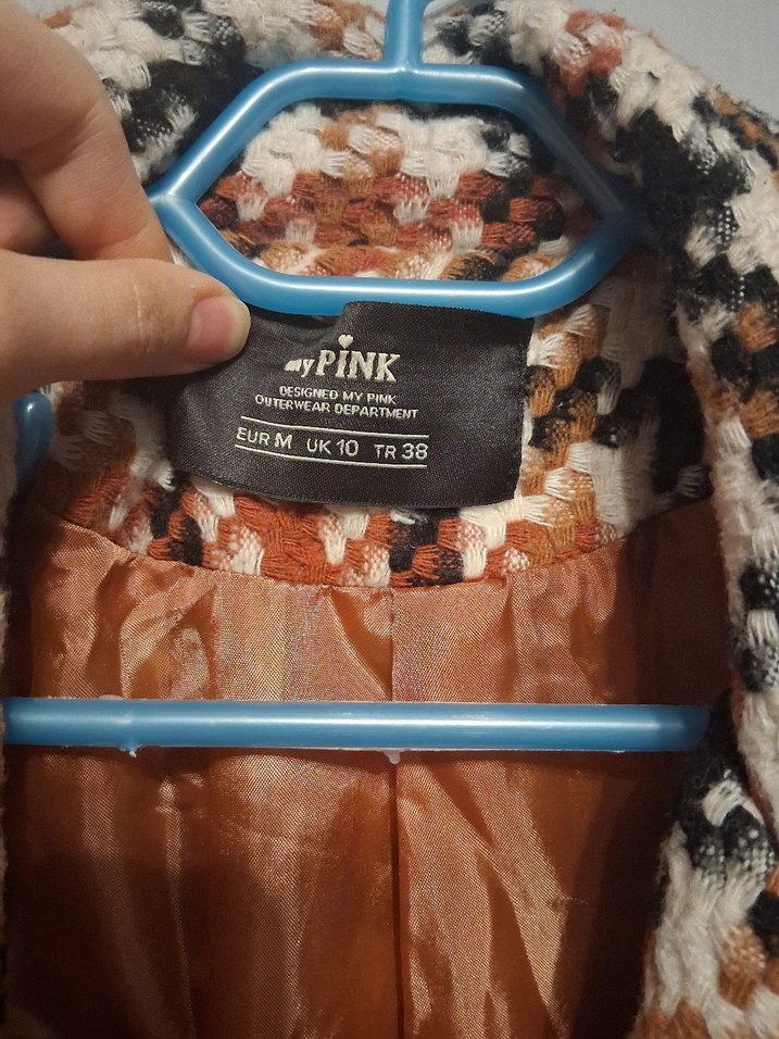 Düğmeli Kahverengi Desenli Kadın Kaban - Görsel 3