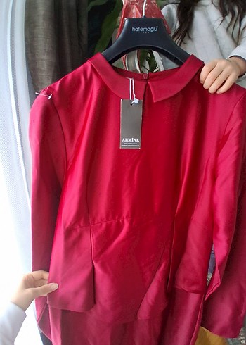 Bordo Uzun Kollu Drapeli Kadın Elbise - Görsel 6