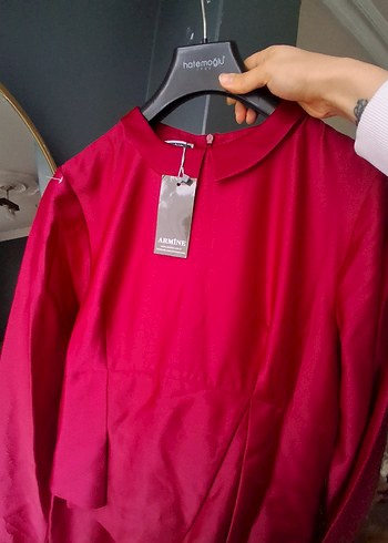 Bordo Uzun Kollu Drapeli Kadın Elbise - Görsel 2