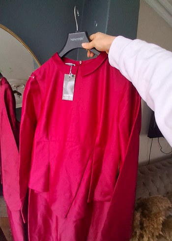 Bordo Uzun Kollu Drapeli Kadın Elbise - Görsel 3