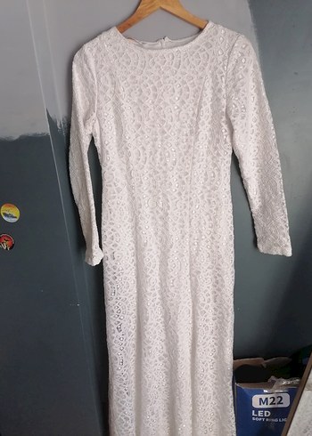 44 Beden Beyaz Vintage Bohem A-Line Gelinlik