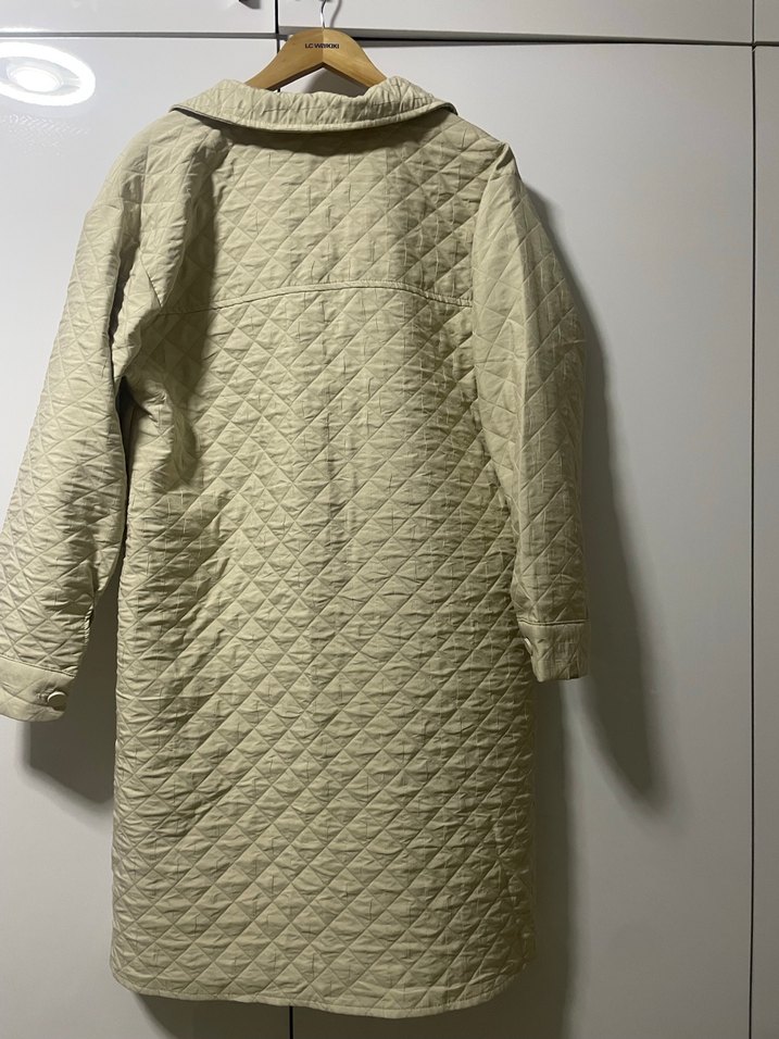 Bej Uzun Keten Kadın Ceket - Görsel 3