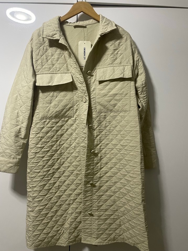 Bej Uzun Keten Kadın Ceket - Görsel 2