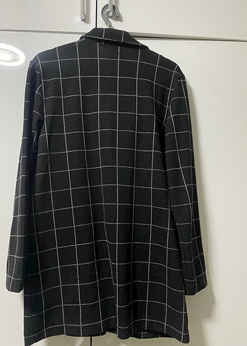 Kadın Gri Kareli Düğmeli Blazer Ceket - Görsel 2