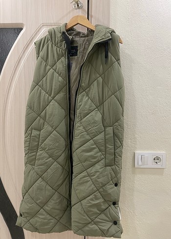 Uzun Kesim Kapüşonlu Kadın Yelek - Görsel 2