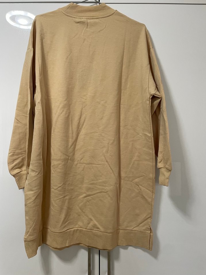 Bej Baskılı Midi Sweatshirt Kadın - Görsel 4