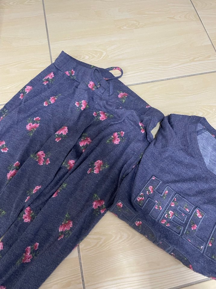 lacivert Çiçek Desenli pijama - Görsel 2