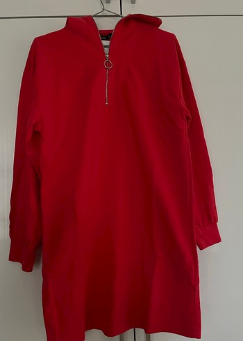 Kırmızı Yüksek Yakalı Fermuarlı Sweatshirt - Görsel 3