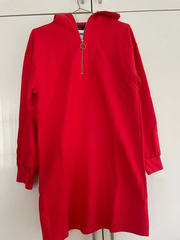 Kırmızı Yüksek Yakalı Fermuarlı Sweatshirt - Görsel 2