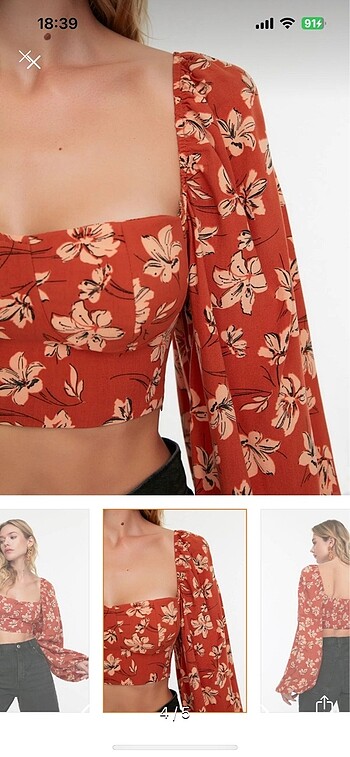 l Beden turuncu Renk Trendyolmilla Crop Bluz