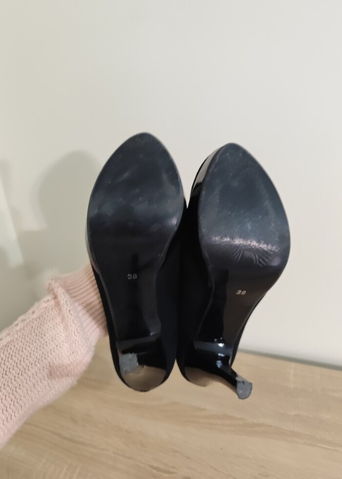 Siyah platform topuk ayakkabı - Görsel 2