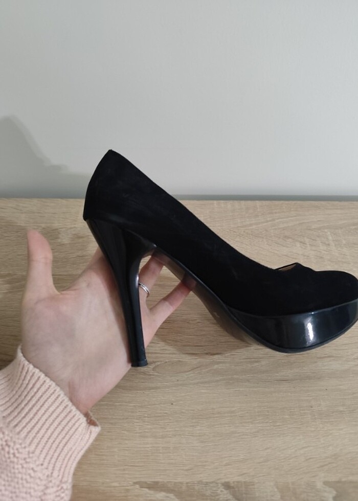 Siyah platform topuk ayakkabı - Görsel 4