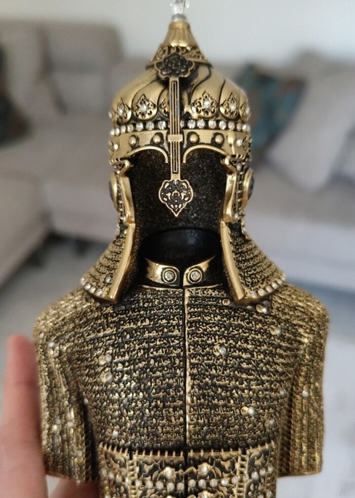 Dekoratif  cevşenül kebir  yazılı zırhlı asker heykeli - Görsel 5